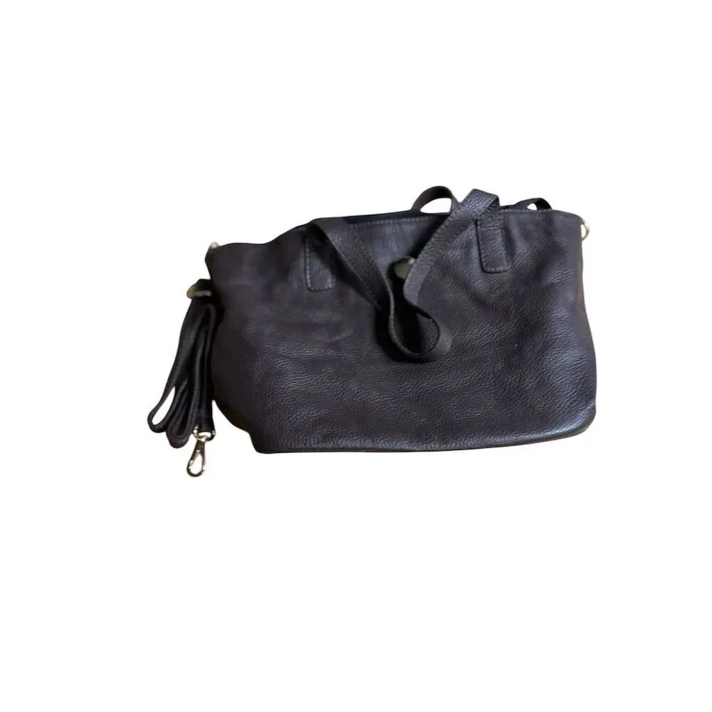 Women's Brown Leather Tote Bag with Gold Hardware‎ made in Italy